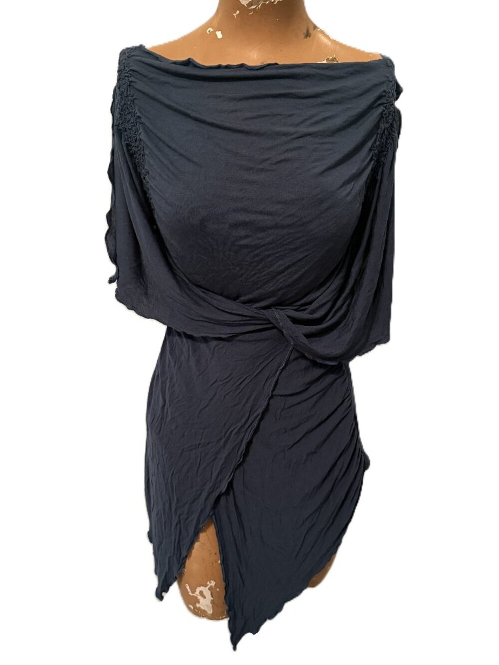 Anthropologie Jaloux Slate Blue Witchy Fairy Draped Y2K Top Vintage Medium Greek